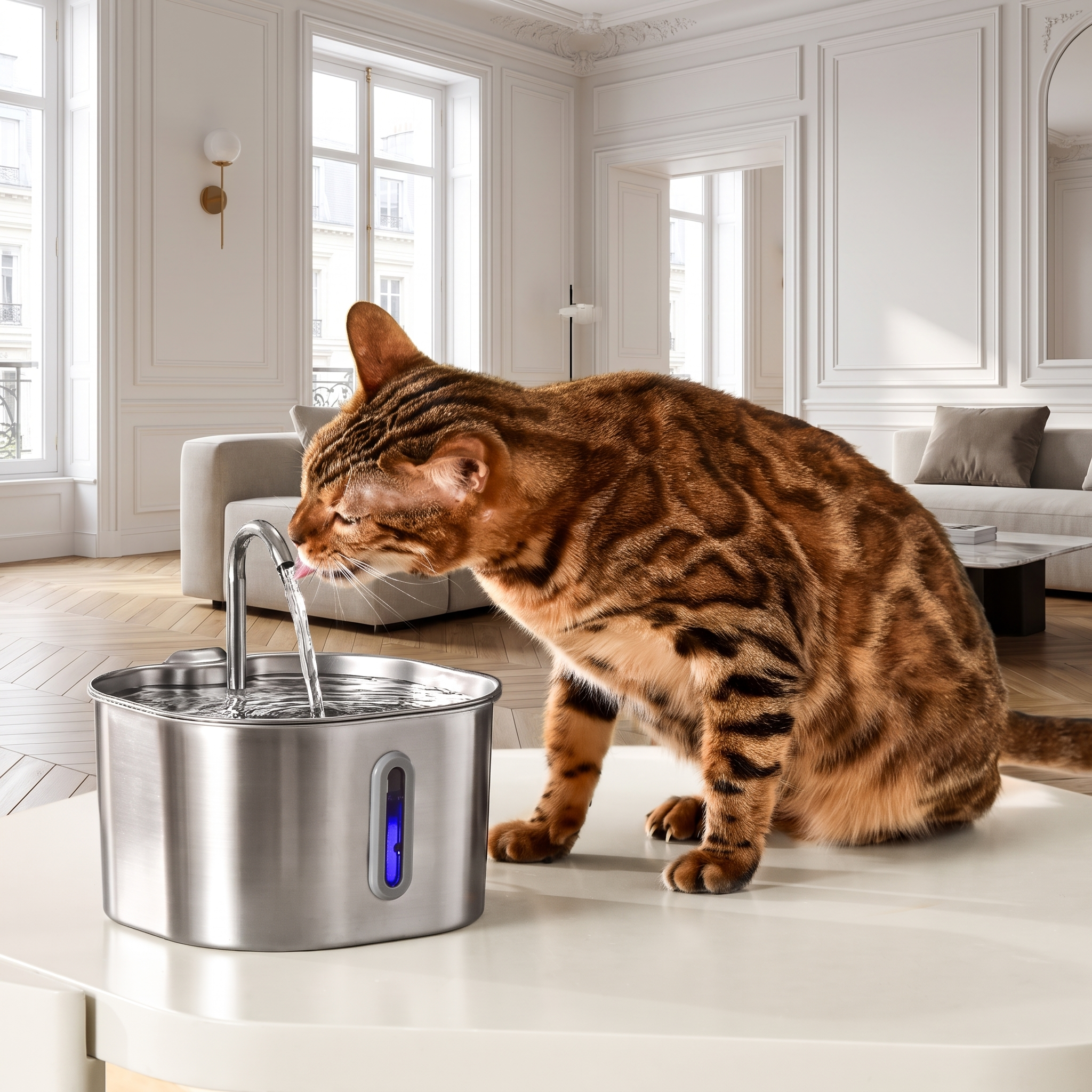 Fontaine Kalvona inox 2,2L chat hydratation premium